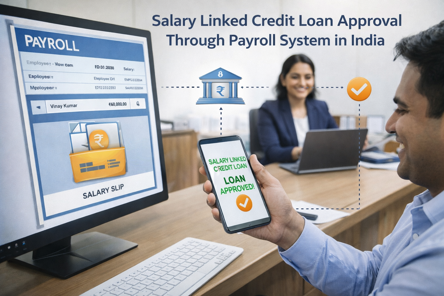 Salary linked credit loan approval through payroll system in India